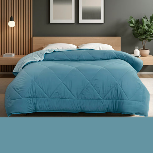 Premium Double Bed Reversible Comforter - Blue