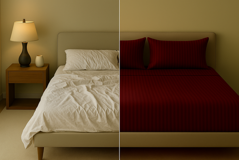 Wine Red - Cotton Feel Fitted Bedsheet Set