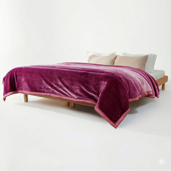 Ombre Heavy Winter Season Double Bed Reversible Blanket - Mulberry