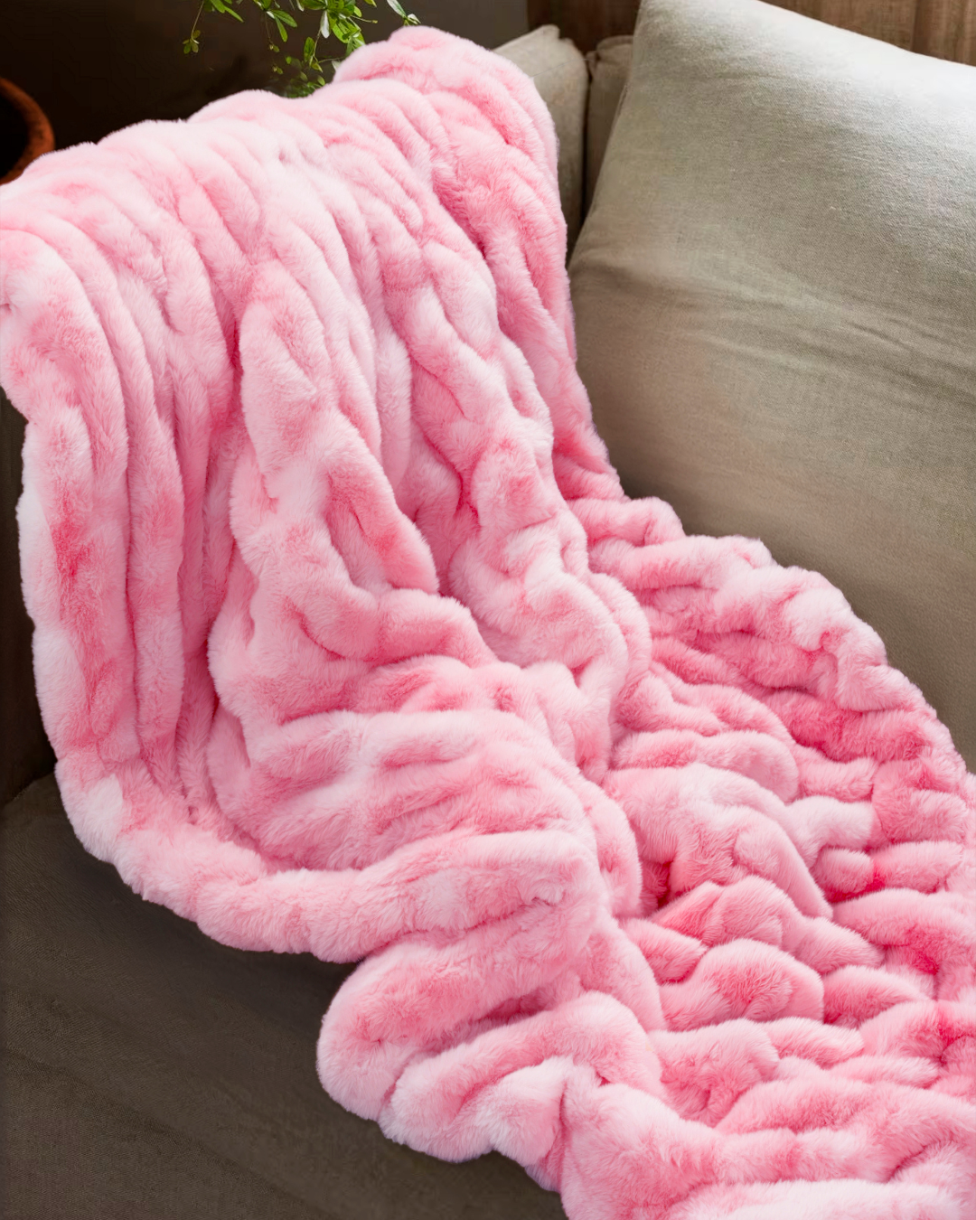 Rabbit Faux Fur Blanket – Limited American Edition - Flamingo