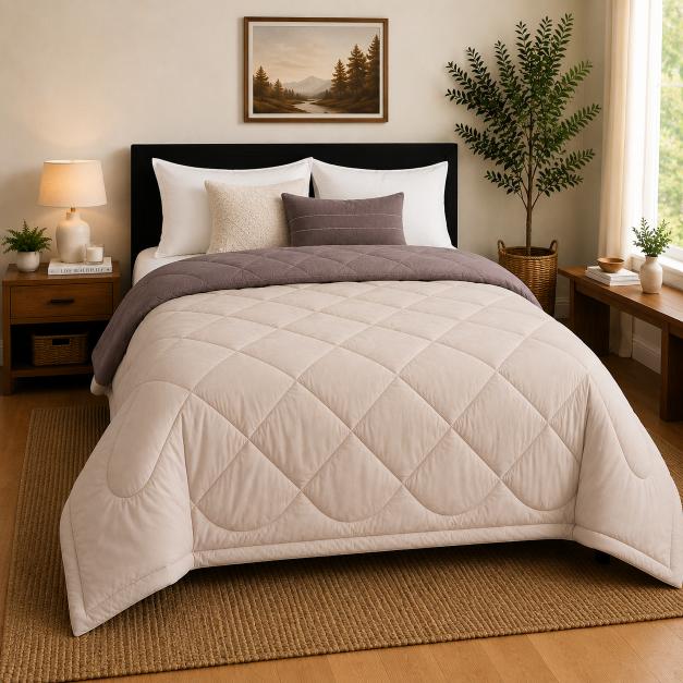 Premium Double Bed Reversible Light Weight Comforter - Mud Brown
