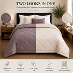 Premium Double Bed Reversible Light Weight Comforter - Mud Brown