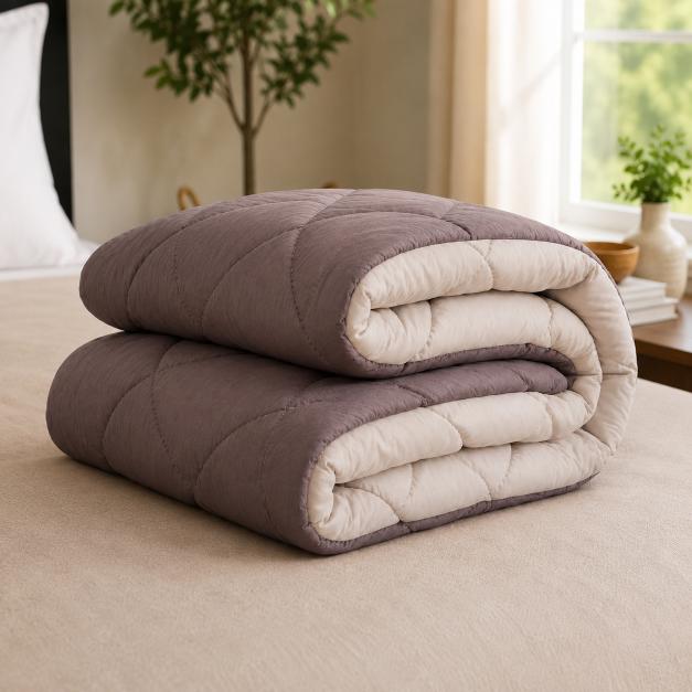 Premium Double Bed Reversible Light Weight Comforter - Mud Brown