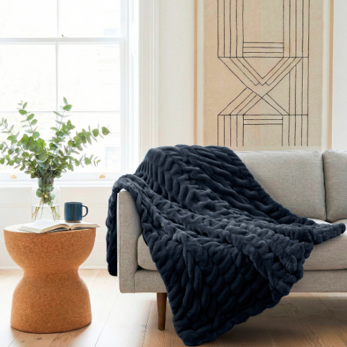 Rabbit Faux Fur Blanket – Limited American Edition - Midnight