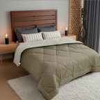 Premium Double Bed Reversible Comforter - Olive Green
