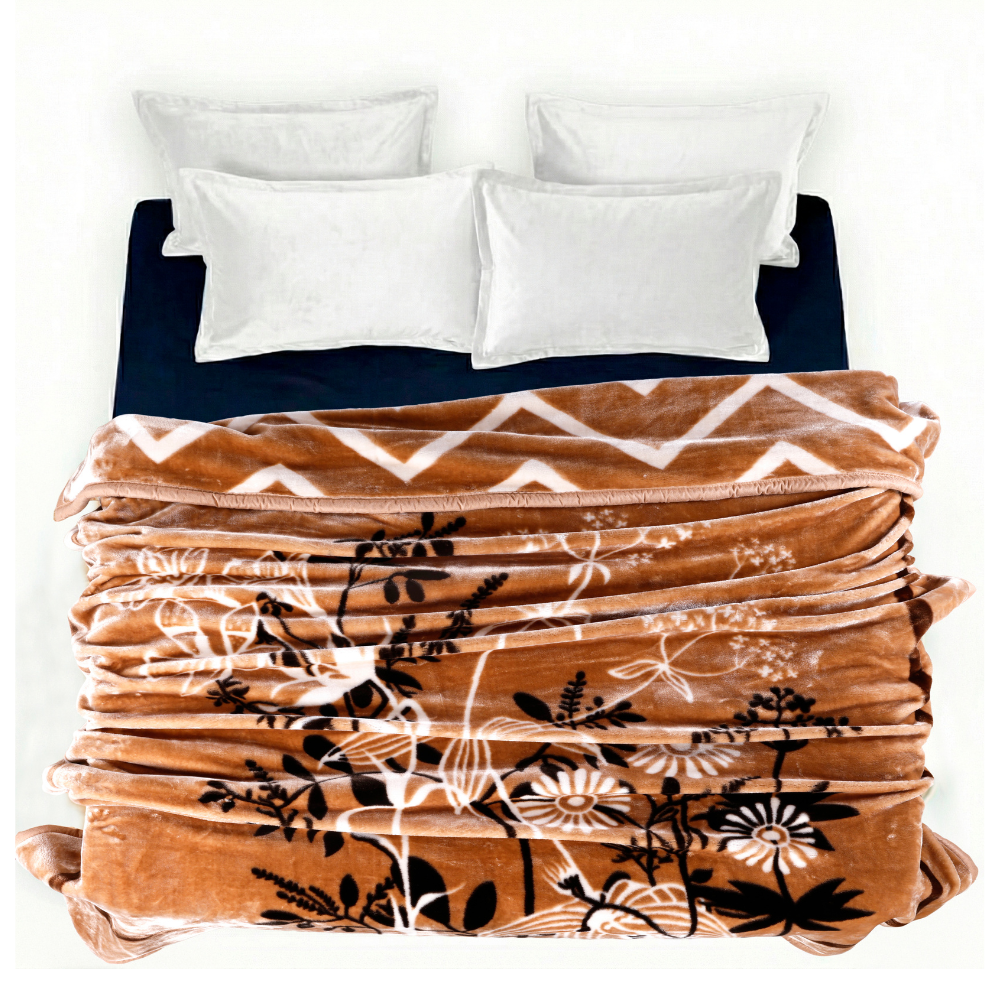 Tulip Heavy Winter Season Double Bed Reversible Blanket  - Ambrose Beige