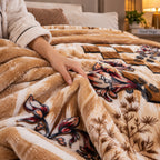 Laguna Printed Double Bed Double Layer 4.5kg Blanket - Beige