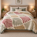 Velvet Rose Printed Single Bed Double Layer Blanket - Cream