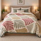 Velvet Rose Printed Single Bed Double Layer Blanket - Cream