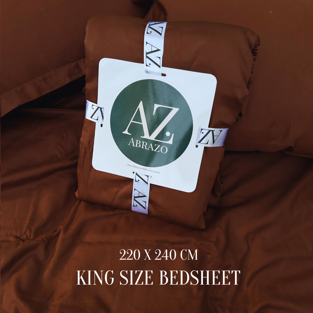 Chocolate Brown Flat Premium Cotton  Bedsheet Set