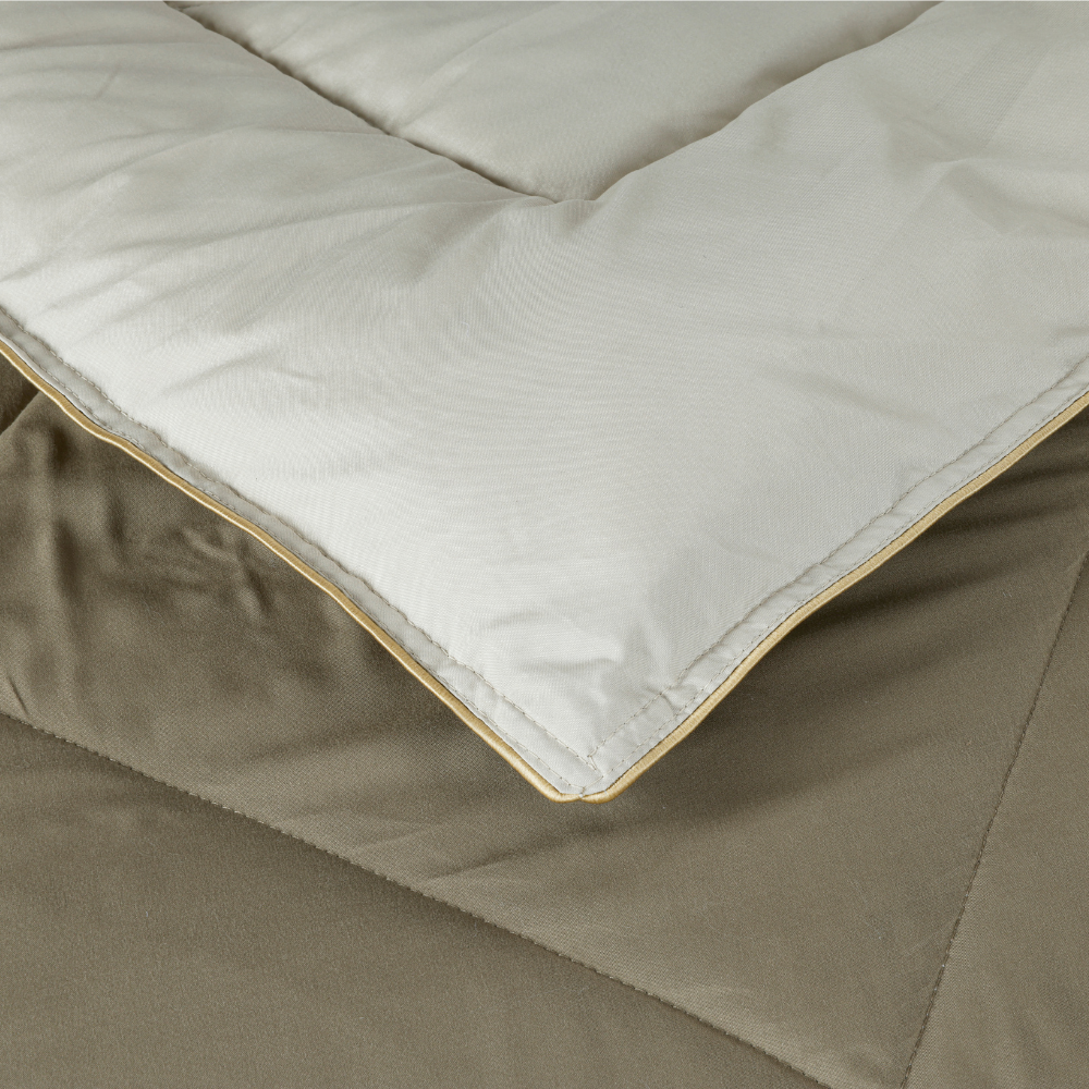 Premium Double Bed Reversible Comforter - Olive Green