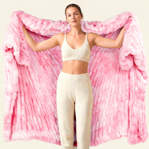 Rabbit Faux Fur Blanket – Limited American Edition - Flamingo