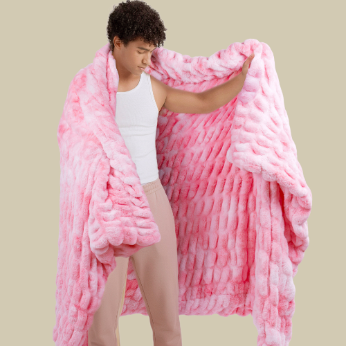 Rabbit Faux Fur Blanket – Limited American Edition - Flamingo