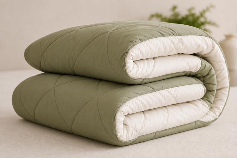 Premium Double Bed Reversible Light Weight Comforter - Olive Green