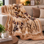 Laguna Printed Double Bed Double Layer 4.5kg Blanket - Beige