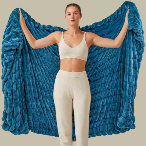 Rabbit Faux Fur Blanket – Limited American Edition - Sapphire