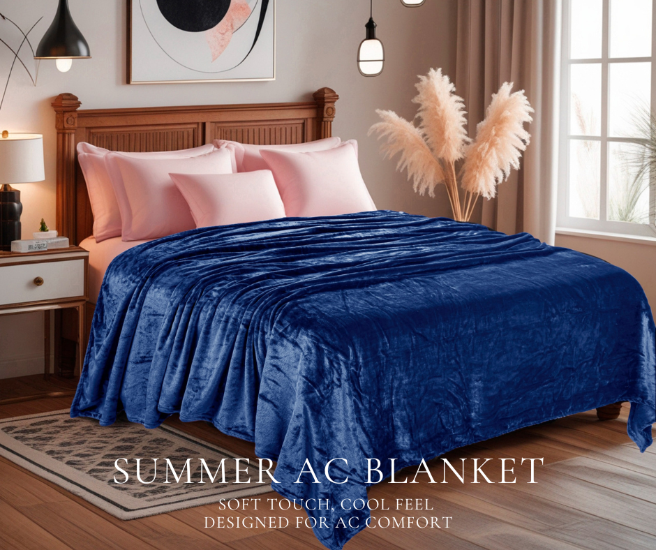 Cobalt Blue Super Soft All Season Premium AC Blanket