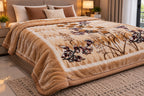 Laguna Printed Double Bed Double Layer 4.5kg Blanket - Beige