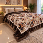Laguna Printed Double Bed Double Layer 4.5kg Blanket - Walnut