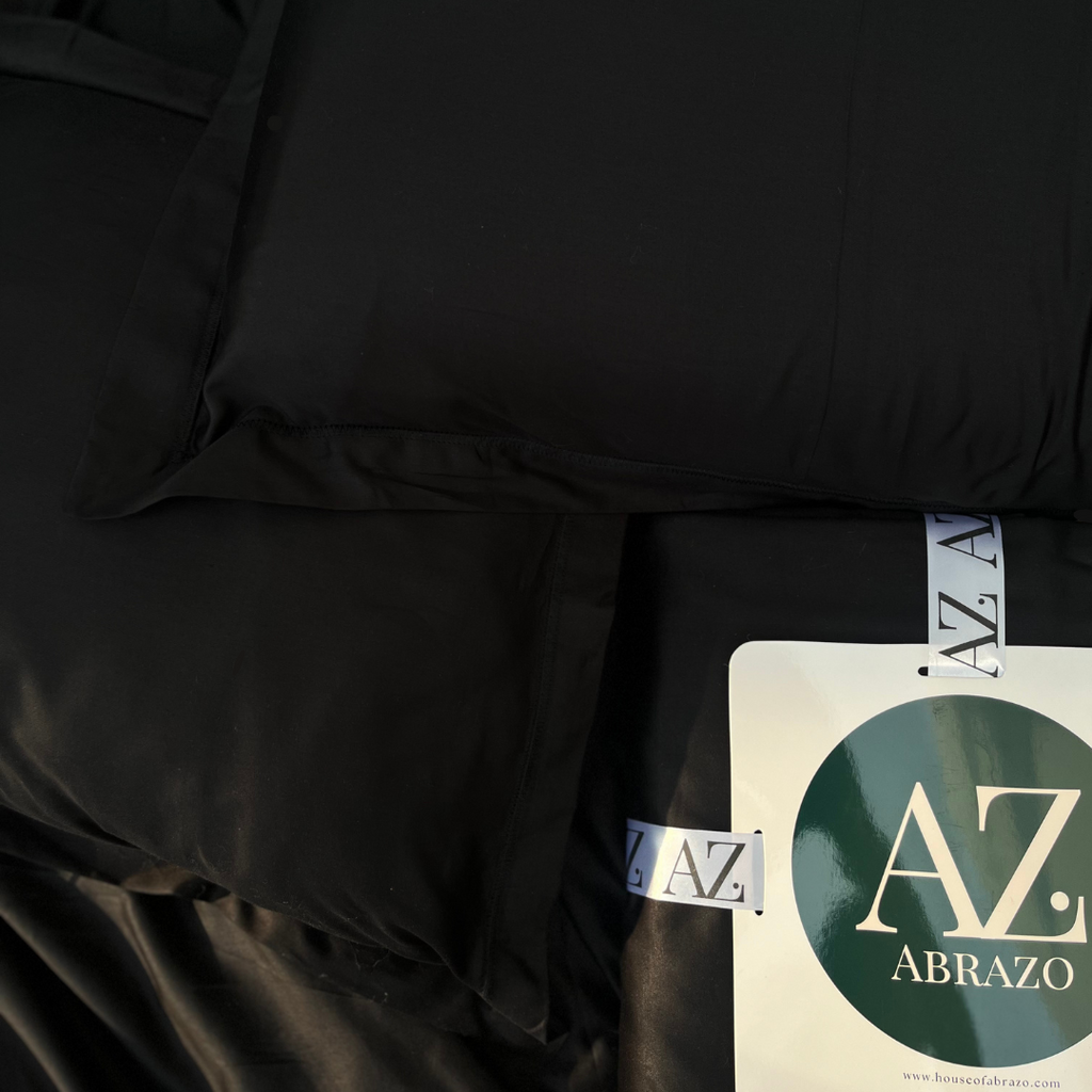 Midnight Black Flat Premium Cotton  Bedsheet Set