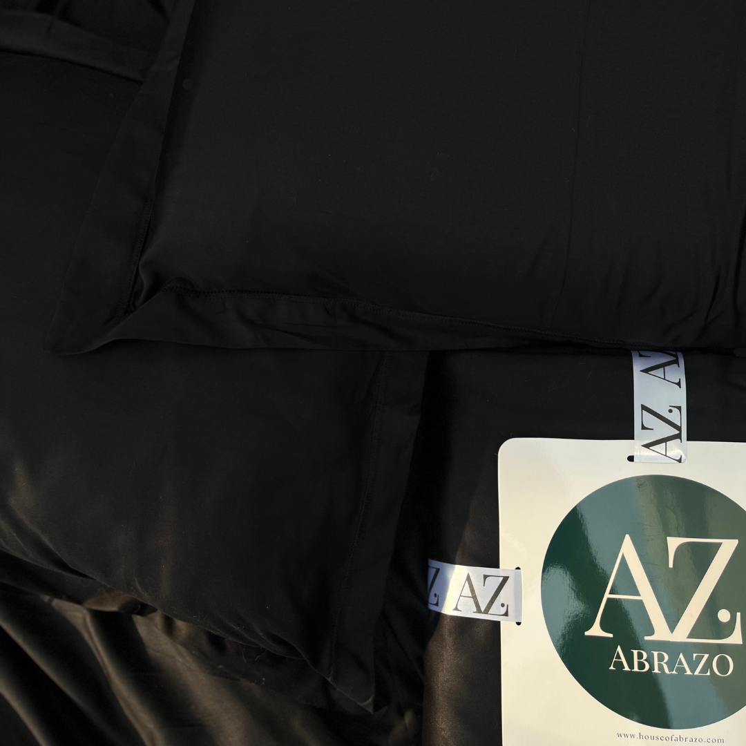 Midnight Black Flat Premium Cotton  Bedsheet Set
