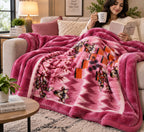 Laguna Printed Double Bed Double Layer 4.5kg Blanket - Rose