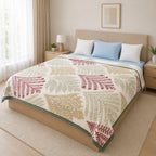 Velvet Rose Printed Single Bed Double Layer Blanket - Cream