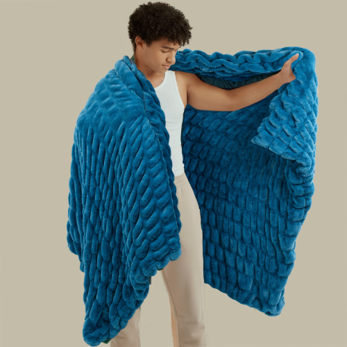 Rabbit Faux Fur Blanket – Limited American Edition - Sapphire