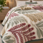 Velvet Rose Printed Single Bed Double Layer Blanket - Cream
