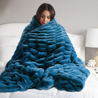 Rabbit Faux Fur Blanket – Limited American Edition - Sapphire