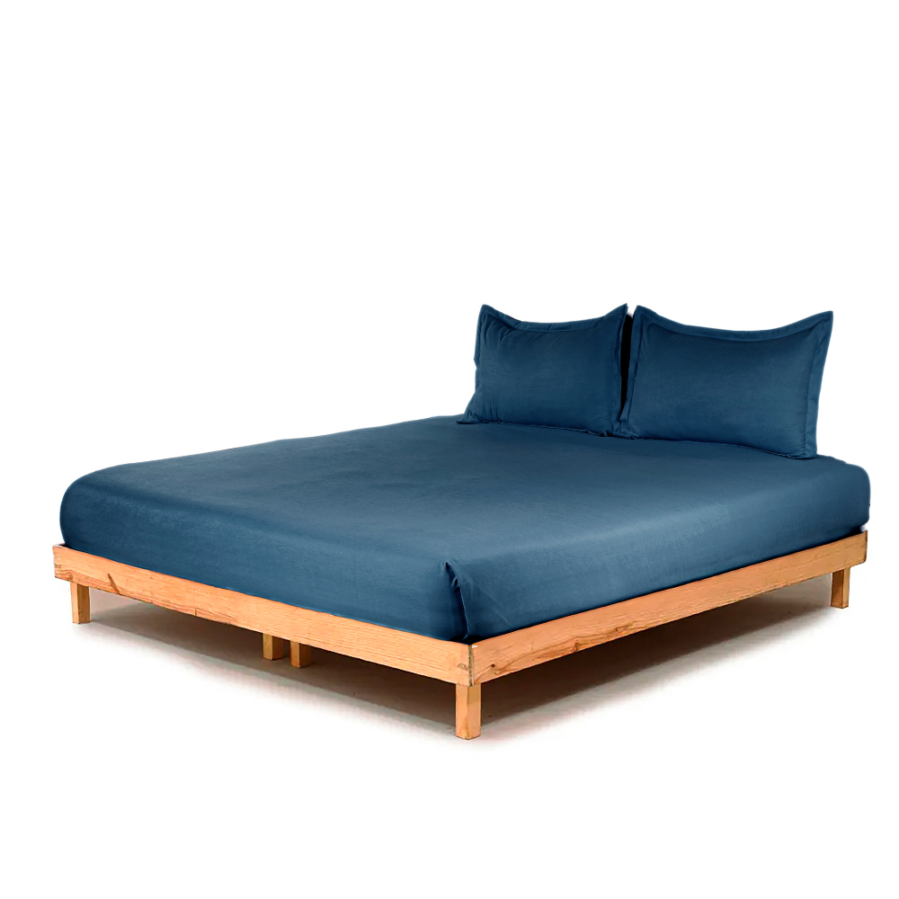 Premium Flat Bedsheet Set with Pillow Covers – Navy