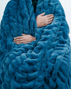 Rabbit Faux Fur Blanket – Limited American Edition - Sapphire