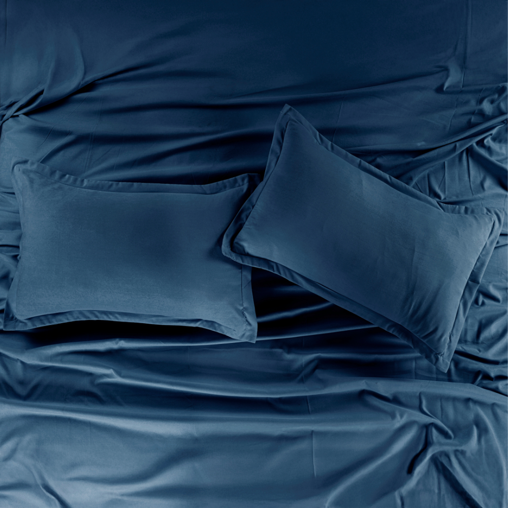 Premium Flat Bedsheet Set with Pillow Covers – Navy