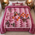 Laguna Printed Double Bed Double Layer 4.5kg Blanket - Rose