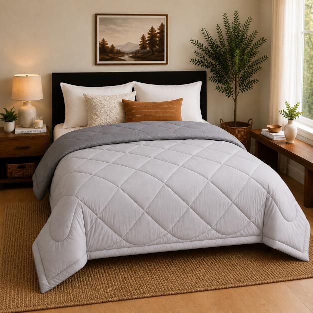 Premium Double Bed Reversible Light Weight Comforter - Ash Grey