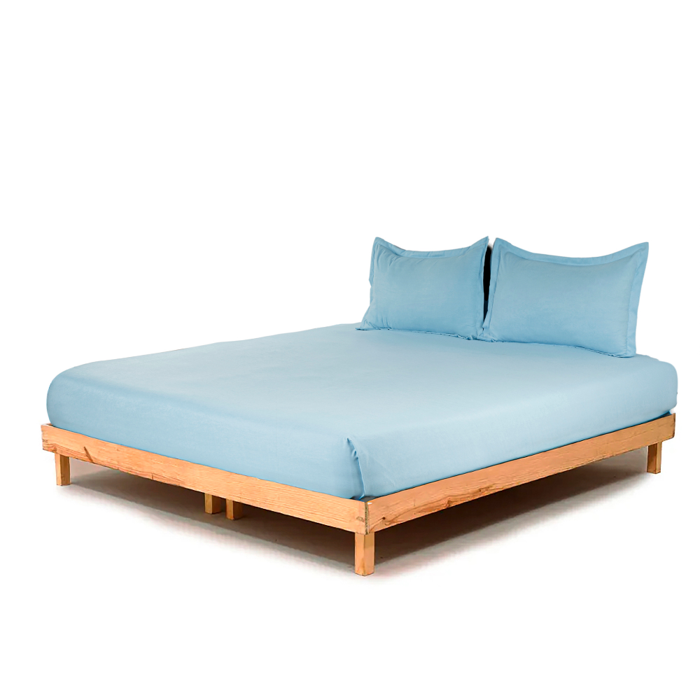 Premium Flat Bedsheet Set with Pillow Covers – Blue