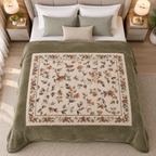 Malibu Premium Printed Single Bed Single Layer Blanket 1.6 Kg  - Dried Herb