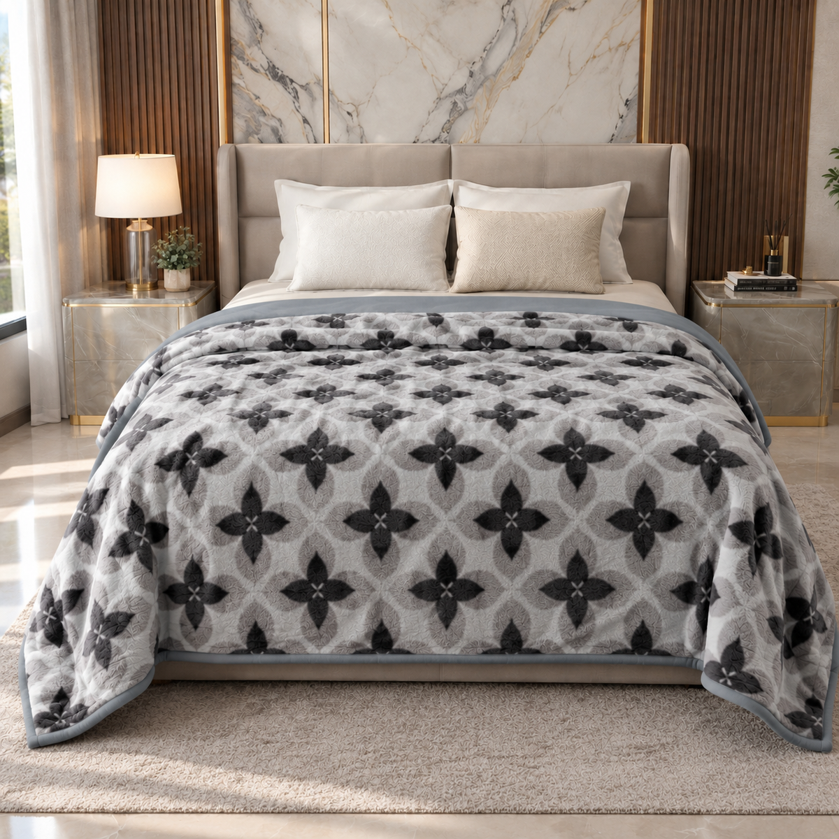 Malibu Premium Printed Single Bed Single Layer Blanket 1.6 Kg  - Walnut