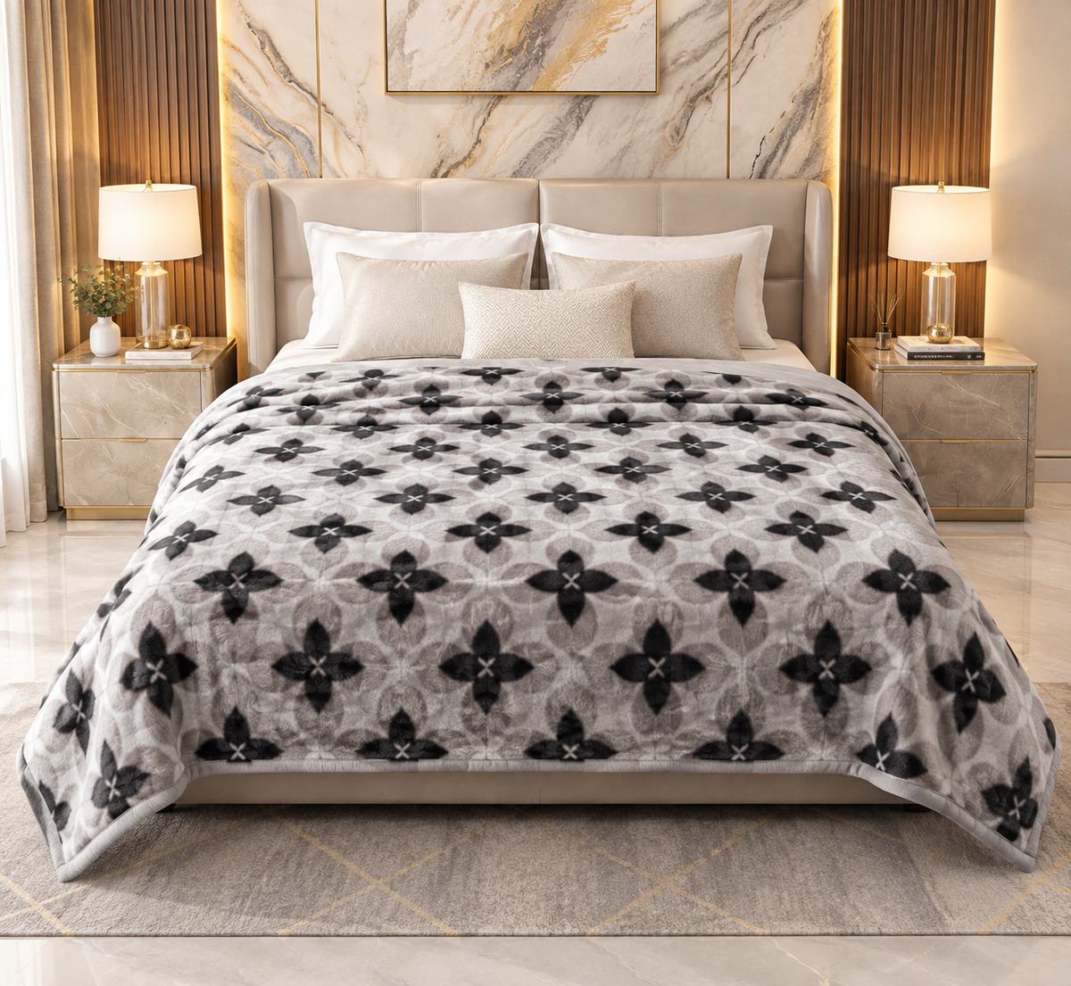 Malibu Premium Printed Single Bed Single Layer Blanket 1.6 Kg  - Walnut