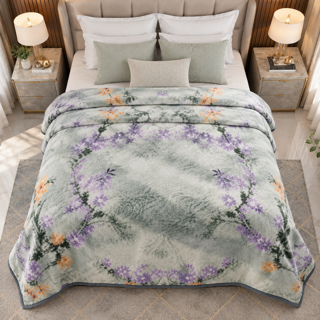 Malibu Premium Printed Single Bed Single Layer Blanket 1.6 Kg  - Glacier
