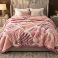 Velvet Rose Printed Single Bed Double Layer Blanket - Rose
