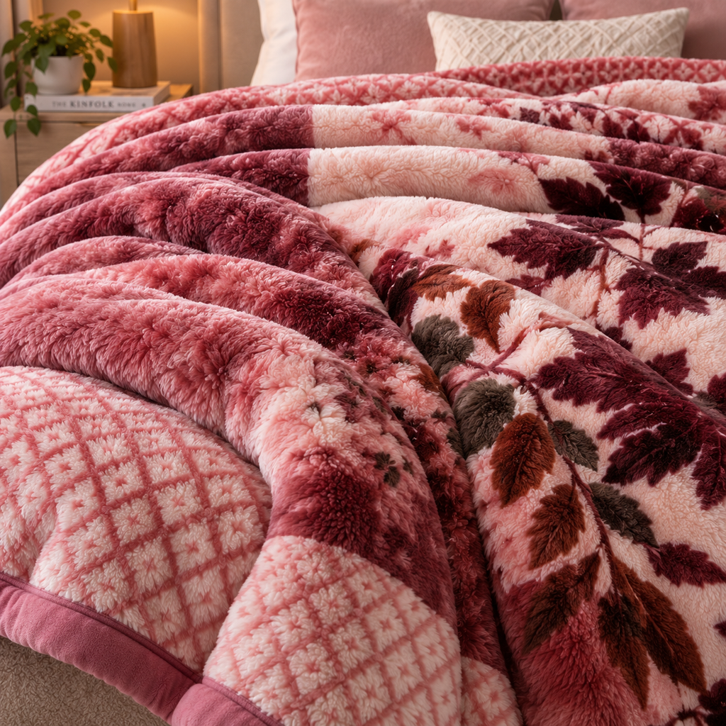 Royal Heaven Premium Double Bed Double Layer Winter Blanket 5.5 KG - Rose