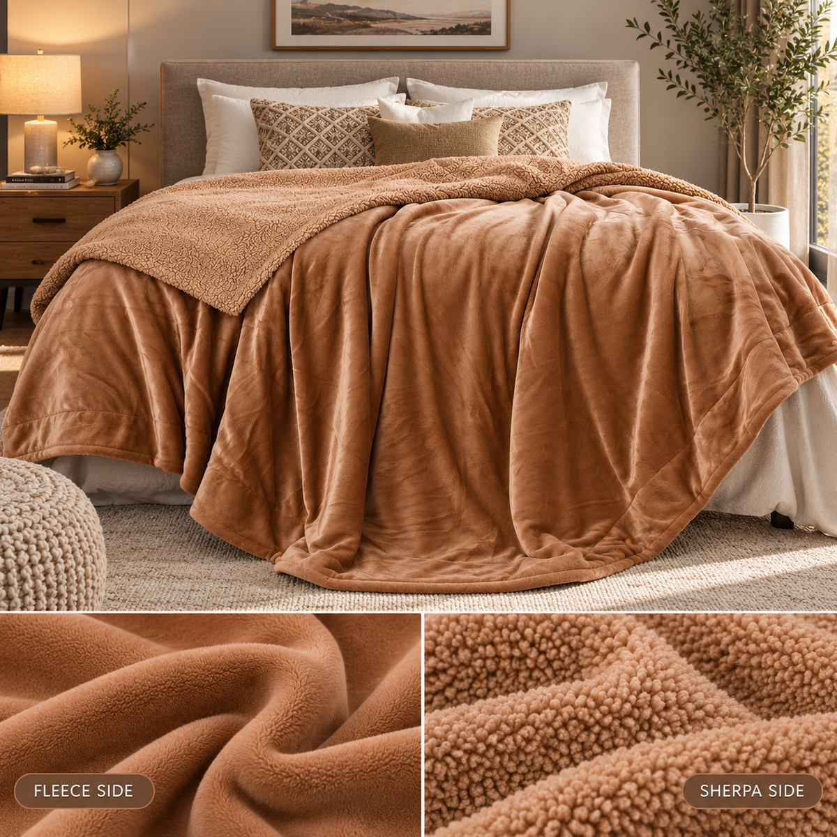 Abrazo Premium Sherpa Blanket - Beige