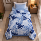 Malibu Premium Printed Single Bed Single Layer Blanket 1.6 Kg   - Denim Blue