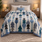 Dreamy Wrap Printed Double Bed Single Layer Blanket - Peacock