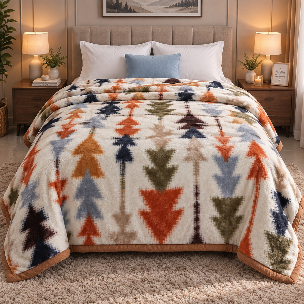 Dreamy Wrap Printed Double Bed Single Layer Blanket - Rust