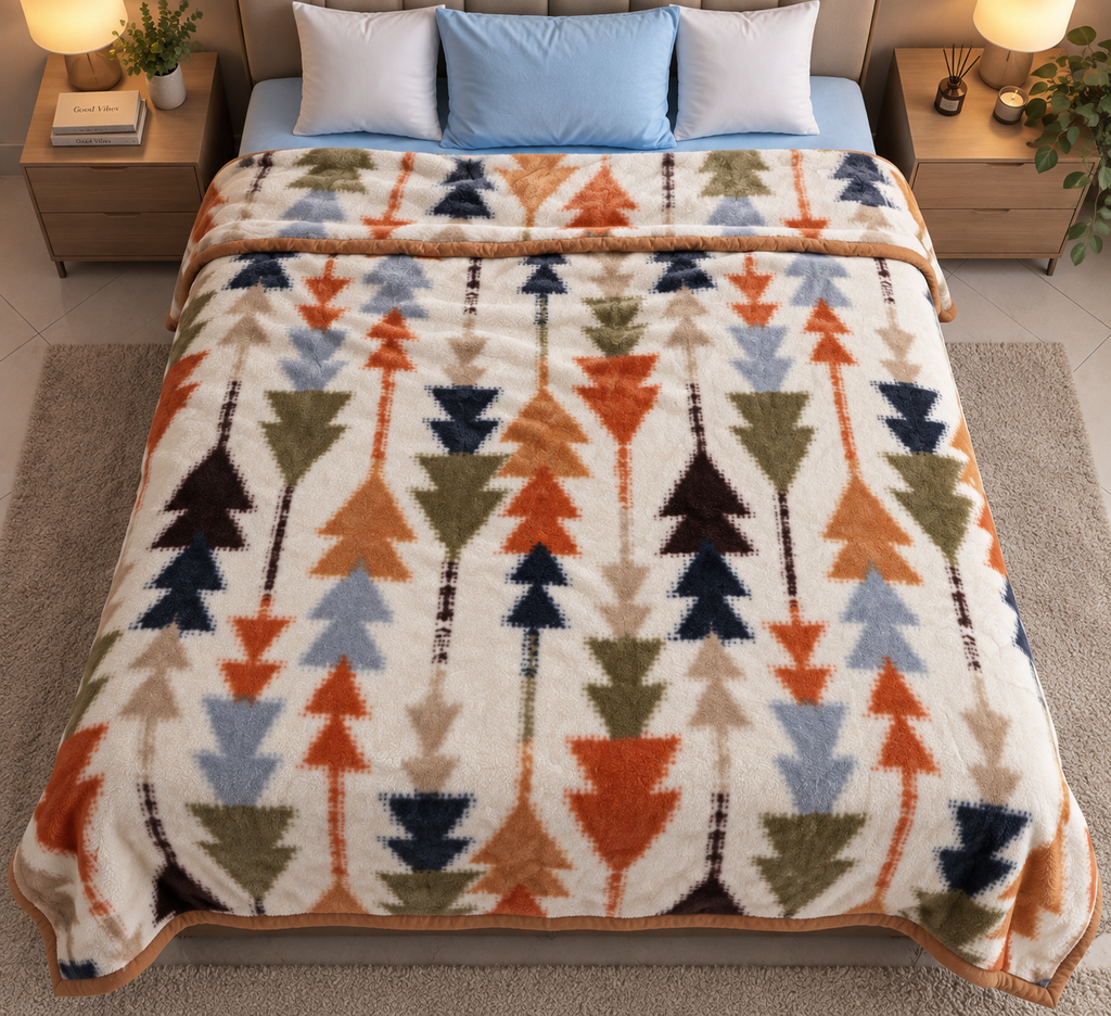 Dreamy Wrap Printed Double Bed Single Layer Blanket - Rust