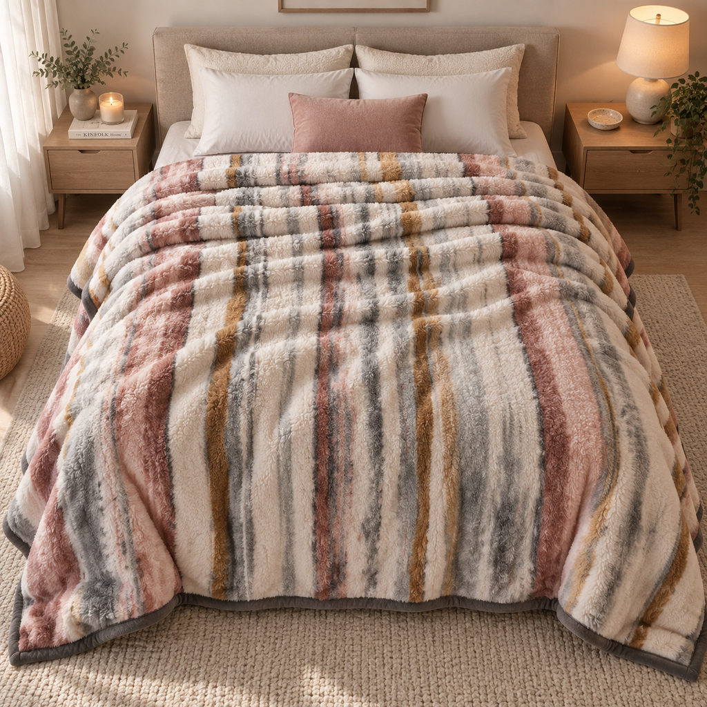 Dreamy Wrap Printed Double Bed Single Layer Blanket - Grey
