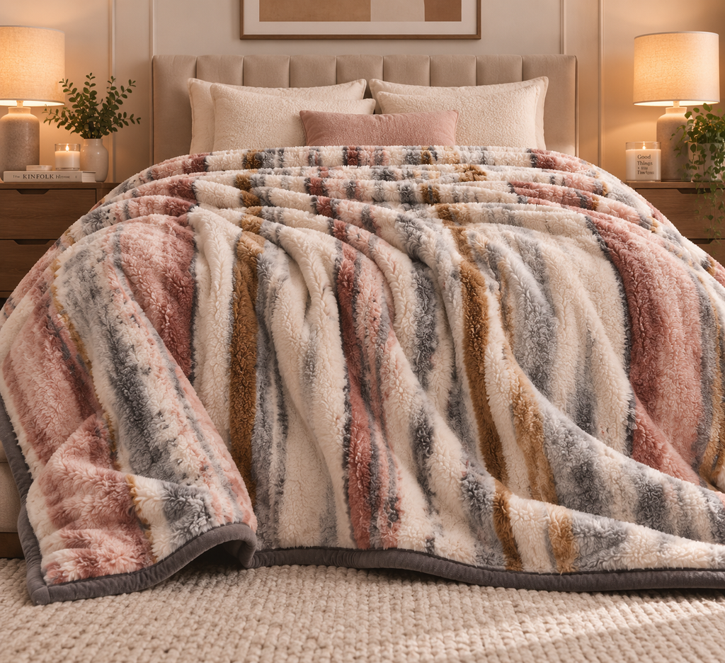 Dreamy Wrap Printed Double Bed Single Layer Blanket - Grey