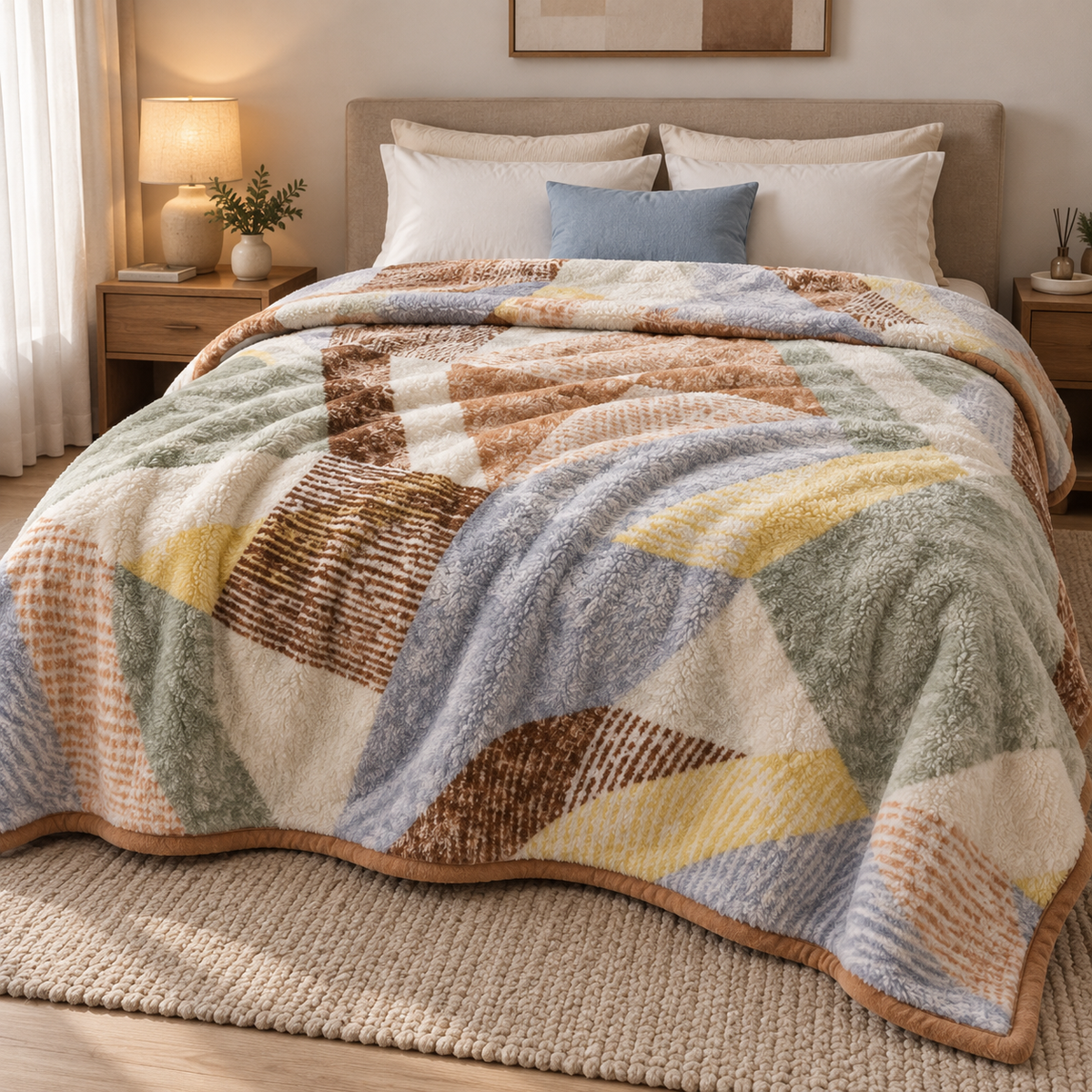 Dreamy Wrap Printed Double Bed Single Layer Blanket - Pista